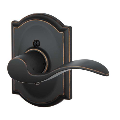 Schlage Residential F170 ACC 716 CAM RH Grade 2 Single Dummy Accent Lever Camelot Rose Antique Bronze Finish F170 ACC 716 CAM RH