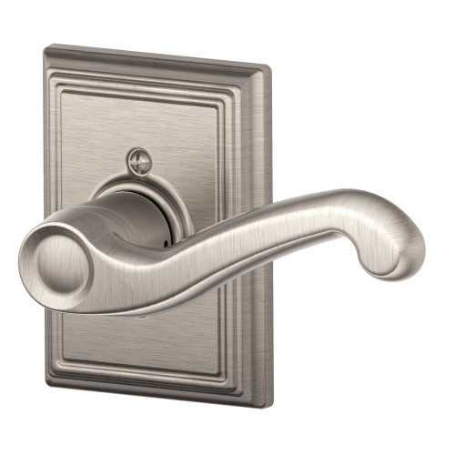 Schlage Residential F170 FLA 619 ADD RH Grade 2 Single Dummy Flair Lever Addison Rose Satin Nickel Finish F170 FLA 619 ADD RH