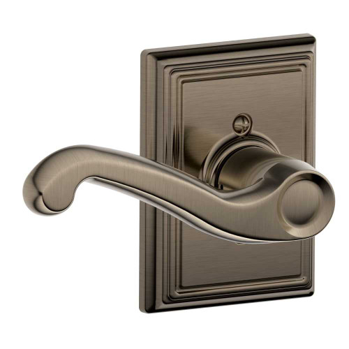 Schlage Residential F170 FLA 620 ADD LH Grade 2 Single Dummy Flair Lever Addison Rose Antique Nickel Finish F170 FLA 620 ADD LH