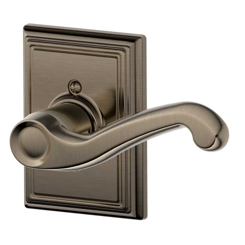 Schlage Residential F170 FLA 620 ADD RH Grade 2 Single Dummy Flair Lever Addison Rose Antique Nickel Finish F170 FLA 620 ADD RH