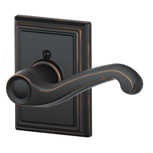Schlage Residential F170 FLA 716 ADD RH Grade 2 Single Dummy Flair Lever Addison Rose Antique Bronze Finish F170 FLA 716 ADD RH