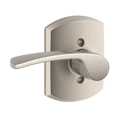 Schlage Residential F170 MER 619 GRW LH Grade 2 Single Dummy Merano Lever Greenwich Rose Satin Nickel Finish F170 MER 619 GRW LH