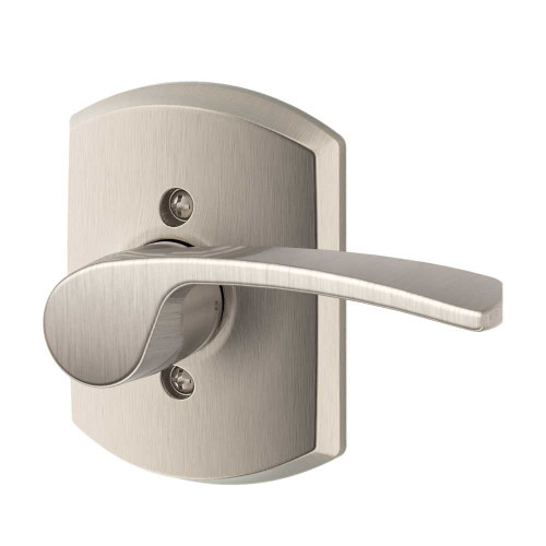 Schlage Residential F170 MER 619 GRW RH Grade 2 Single Dummy Merano Lever Greenwich Rose Satin Nickel Finish F170 MER 619 GRW RH