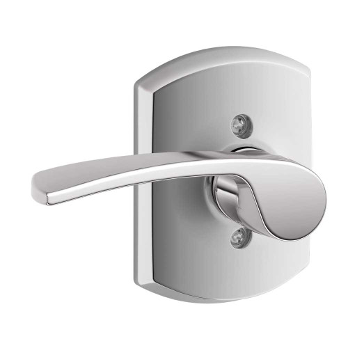 Schlage Residential F170 MER 625 GRW LH Grade 2 Single Dummy Merano Lever Greenwich Rose Bright Chrome Finish F170 MER 625 GRW LH