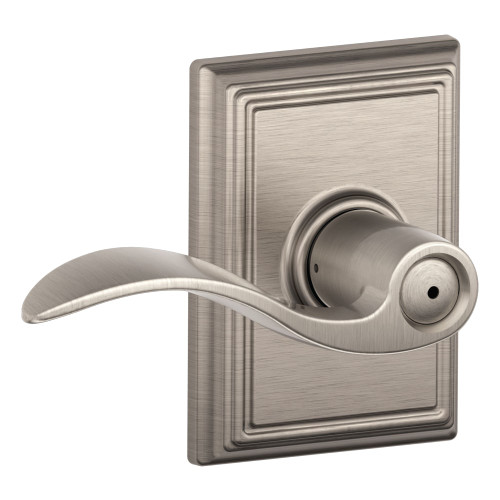 Schlage Residential F40 ACC 619 ADD Grade 2 Privacy Lock Accent Lever Addison Rose Satin Nickel Finish