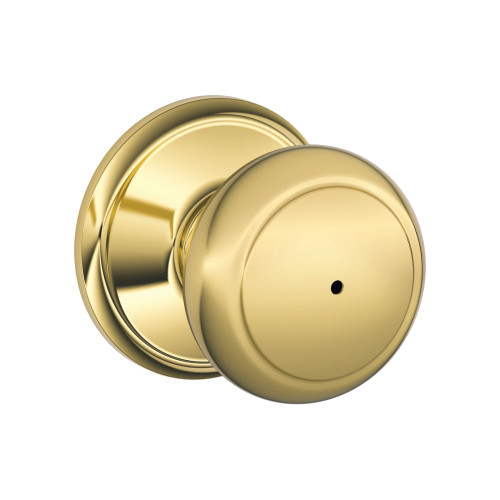 Schlage Residential F40 AND 605 Privacy Lock Andover Knob Bright Brass