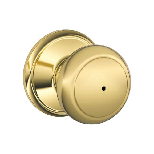 Schlage Residential F40 AND 605 Privacy Lock Andover Knob Bright Brass F40 AND 605