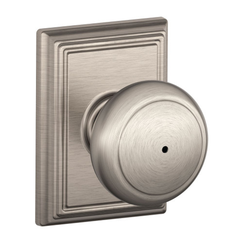 Schlage Residential F40 AND 619 ADD Privacy Lock Andover Knob Addison Rose Satin Nickel