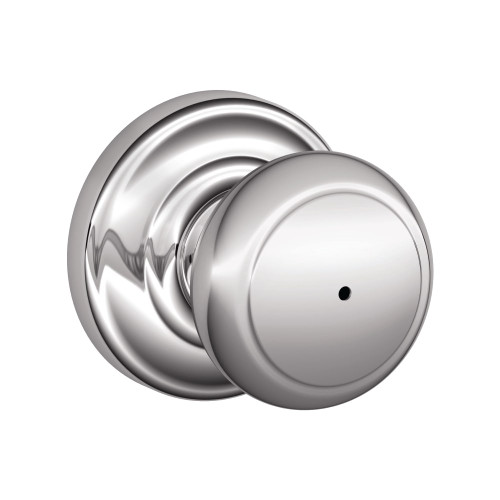 Schlage Residential F40 AND 625 AND Privacy Lock Andover Knob Andover Rose Bright Chrome