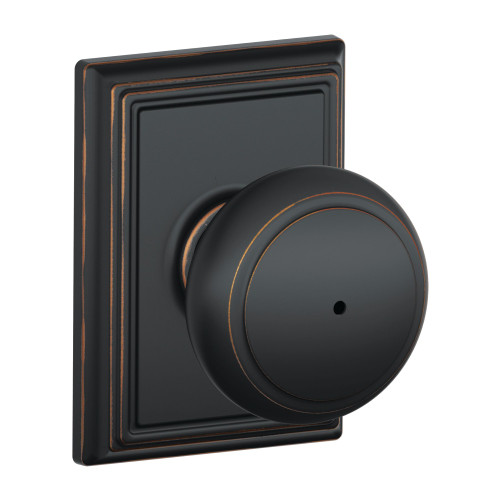 Schlage Residential F40 AND 716 ADD Privacy Lock Andover Knob Addison Rose Antique Bronze