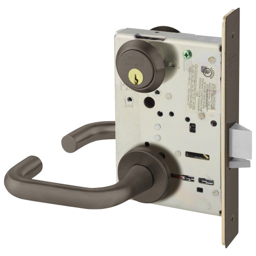 Sargent 8238 LNJ 10B Grade 1 Classroom Security Intruder Latchbolt Mortise Lock J - Lever LN - Rose Field Reversible Conventional Cylinder ASA Strike Dark Oxidized Satin Bronze Oil Rubbed