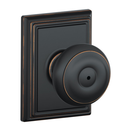 Schlage Residential F40 GEO 716 ADD Privacy Lock Georgian Knob Addison Rose Antique Bronze