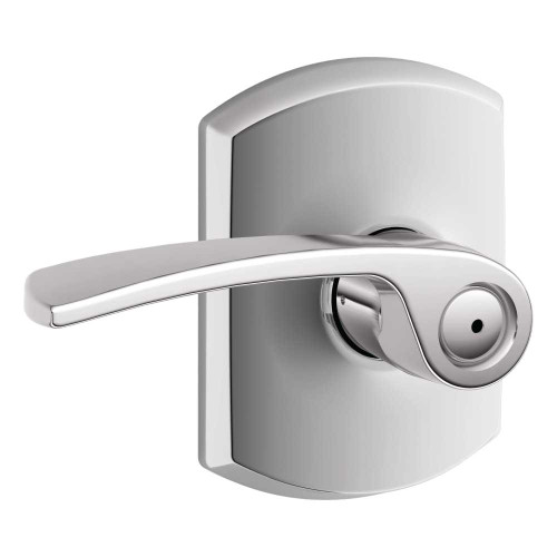 Schlage Residential F40 MER 625 GRW Grade 2 Privacy Lock Merano Lever Greenwich Rose Bright Chrome Finish F40 MER 625 GRW