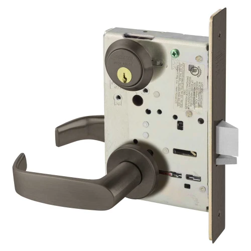 Sargent 8205 LNL 10B Grade 1 Office or Entry Mortise Lock L - Lever LN - Rose Field Reversible Conventional Cylinder ASA Strike Dark Oxidized Satin Bronze Oil Rubbed 8205 LNL 10B