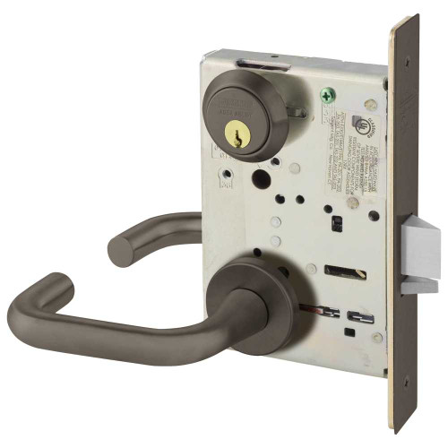 Sargent 8205 LNJ 10B Grade 1 Office or Entry Mortise Lock J - Lever LN - Rose Field Reversible Conventional Cylinder ASA Strike Dark Oxidized Satin Bronze Oil Rubbed 8205 LNJ 10B