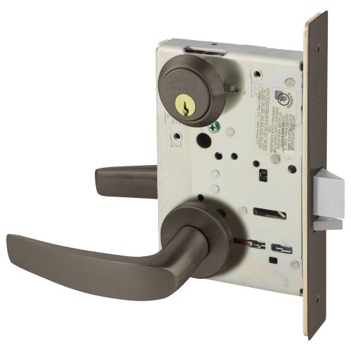 Sargent 8204 LNB 10B Grade 1 Storeroom or Closet Mortise Lock B - Lever LN - Rose Field Reversible Conventional Cylinder ASA Strike Dark Oxidized Satin Bronze Oil Rubbed