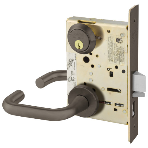 Sargent 8255 LNJ 10B Grade 1 Office or Entry Mortise Lock J - Lever LN - Rose Field Reversible Conventional Cylinder ASA Strike Dark Oxidized Satin Bronze Oil Rubbed