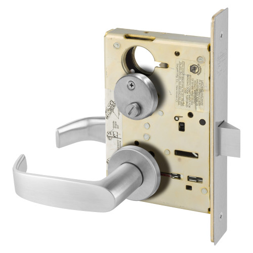 Sargent 8265 LNL 26D Grade 1 Privacy Bath/Bedroom Mortise Lock L - Lever LN - Rose Field Reversible ASA Strike Satin Chrome