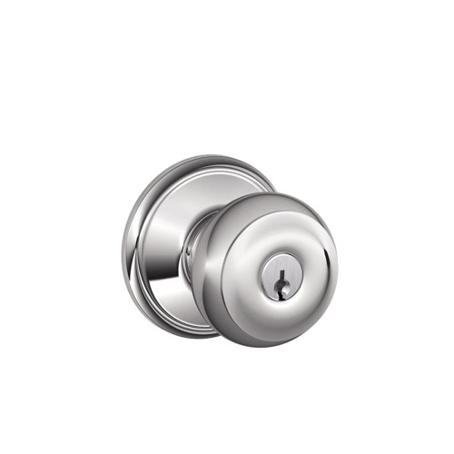Schlage Residential F51A GEO 625 KD Entry Lock Georgian Knob Bright Chrome F51A GEO 625 KD
