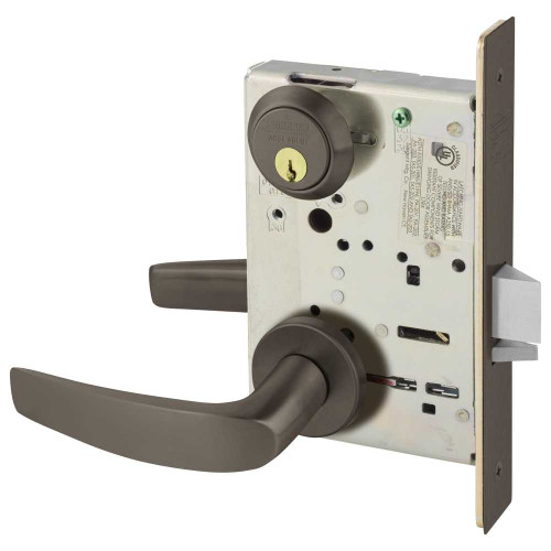 Sargent 8205 LNB 10B Grade 1 Office or Entry Mortise Lock B - Lever LN - Rose Field Reversible Conventional Cylinder ASA Strike Dark Oxidized Satin Bronze Oil Rubbed 8205 LNB 10B