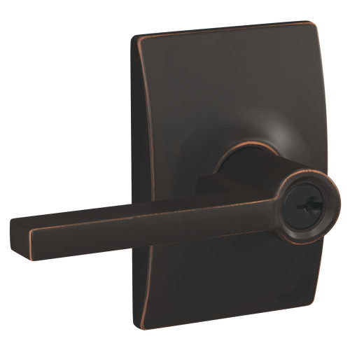 Schlage Residential F51A LAT 716 CEN KD Entry Lock Latitude Lever Century Rose Antique Bronze F51A LAT 716 CEN KD