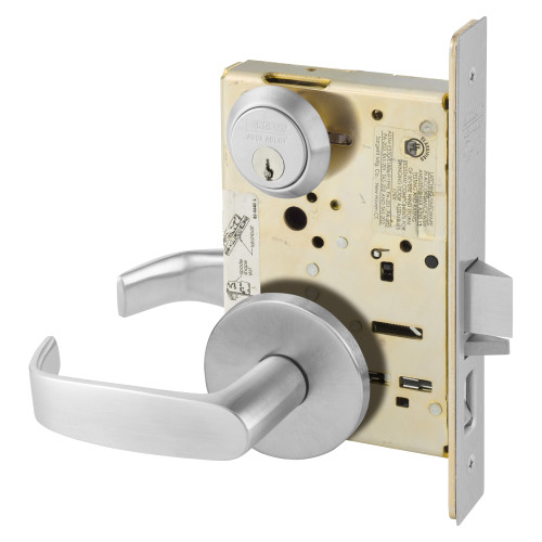 Sargent 8255 OL 26D Grade 1 Office or Entry Mortise Lock L - Lever O - Rose Field Reversible Conventional Cylinder ASA Strike Satin Chrome