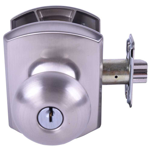 Schlage Residential F51A PLY 619 GRW KD Entry Lock Plymouth Knob Greenwich Rose Satin Nickel F51A PLY 619 GRW KD