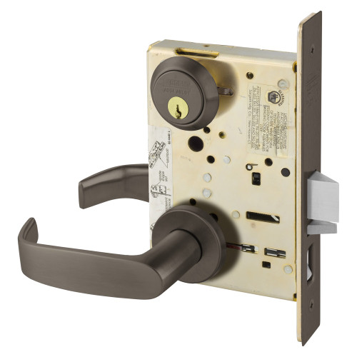 Sargent 8255 LNL 10B Grade 1 Office or Entry Mortise Lock L - Lever LN - Rose Field Reversible Conventional Cylinder ASA Strike Dark Oxidized Satin Bronze Oil Rubbed