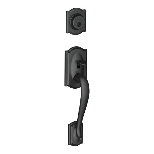 Schlage Residential F58 CAM 622 Entrance Handleset Exterior Only Camelot Style Black F58 CAM 622