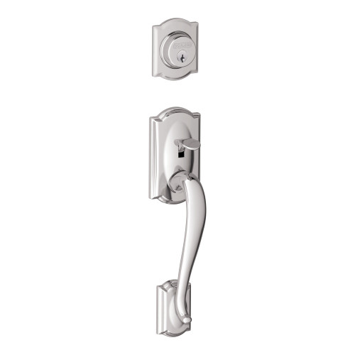 Schlage Residential F58 CAM 625 Entrance Handleset Exterior Only Camelot Style Bright Chrome F58 CAM 625