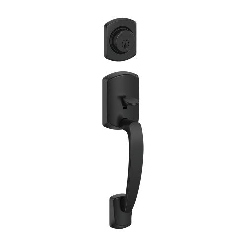 Schlage Residential F58 GRW 622 Entrance Handleset Exterior Only Greenwich Style Black F58 GRW 622