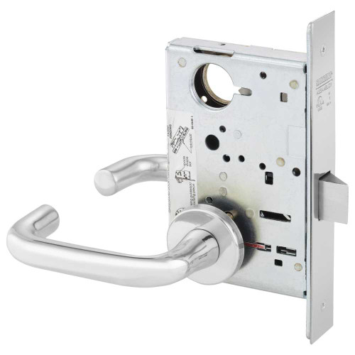 Sargent 8215 LNJ 26 Grade 1 Passage or Closet Mortise Lock J - Lever LN - Rose Field Reversible ASA Strike Bright Chrome 8215 LNJ 26