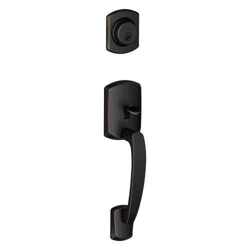 Schlage Residential F58 GRW 716 Entrance Handleset Exterior Only Greenwich Style Antique Bronze F58 GRW 716