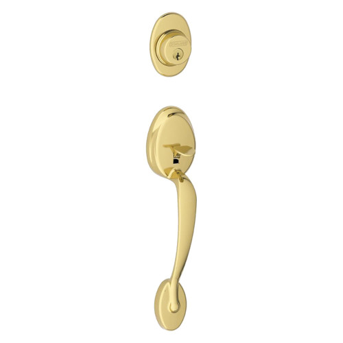 Schlage Residential F58 PLY 505 Entrance Handleset Exterior Only Plymouth Style Lifetime Brass F58 PLY 505