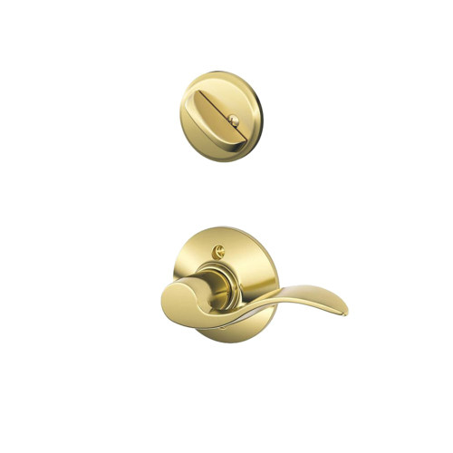 Schlage Residential F59 ACC LH 605 Entrance Handleset Interior Only Accent Lever Bright Brass F59 ACC LH 605