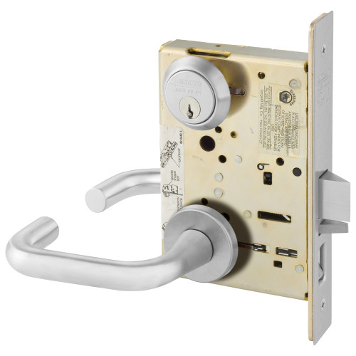 Sargent 8255 LNJ 26D Grade 1 Office or Entry Mortise Lock J - Lever LN - Rose Field Reversible Conventional Cylinder ASA Strike Satin Chrome