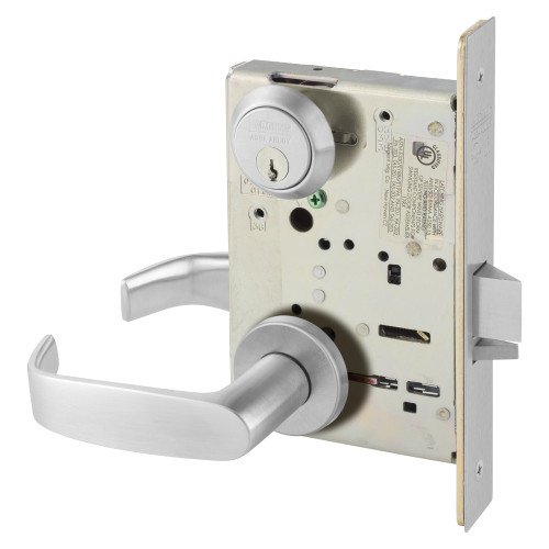 Sargent 8204 LNL 26D Grade 1 Storeroom or Closet Mortise Lock L - Lever LN - Rose Field Reversible Conventional Cylinder ASA Strike Satin Chrome