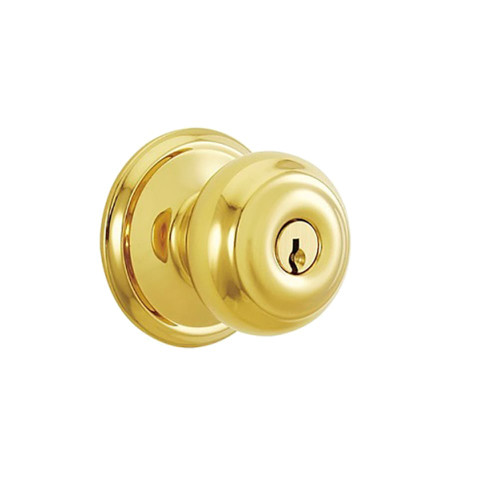 Schlage Residential F80 GEO 605 KD Storeroom Lock Georgian Knob Bright Brass F80 GEO 605 KD