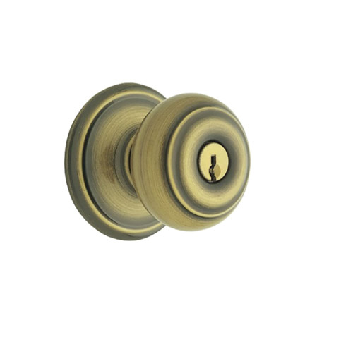 Schlage Residential F80 GEO 609 KD Grade 2 Storeroom Lock Georgian Knob Conventional Cylinder Keyed Different Satin Brass Blackened Satin Relieved Clear Coated Finish Not Handed