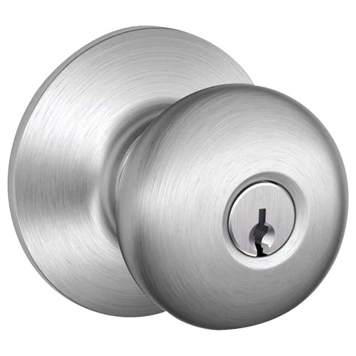 Schlage Residential F80 PLY 626 KA4 Grade 2 Storeroom Lock Plymouth Knob Conventional Cylinder Keyed Alike Satin Chrome Finish Not Handed F80 PLY 626 KA4