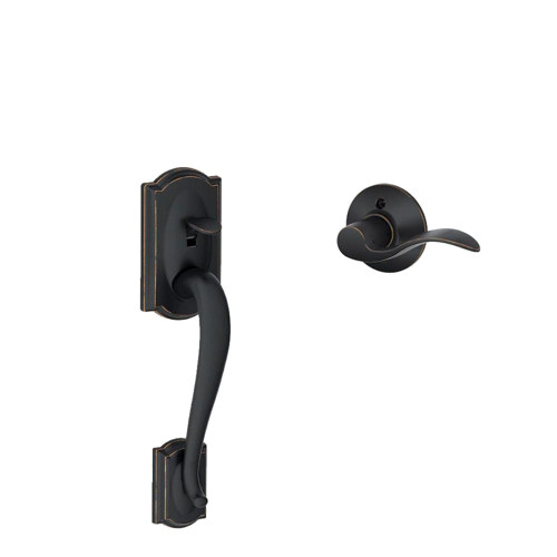 Schlage Residential FE285 CAM716ACC RH Lower Half Handleset Camelot Style Accent Lever Antique Bronze FE285 CAM716ACC RH