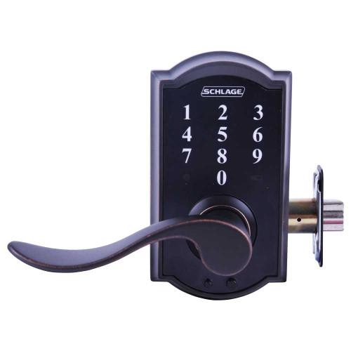 Schlage Residential FE695 CAM716ACC Touchscreen Lever Lock Camelot Style Accent Lever Antique Bronze FE695 CAM716ACC