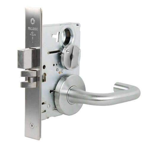 Falcon MA301 SG 626 Grade 1 Privacy Mortise Lock Non-Keyed Sutro Lever Gala Rose Satin Chrome Finish Field Reversible MA301 SG 626