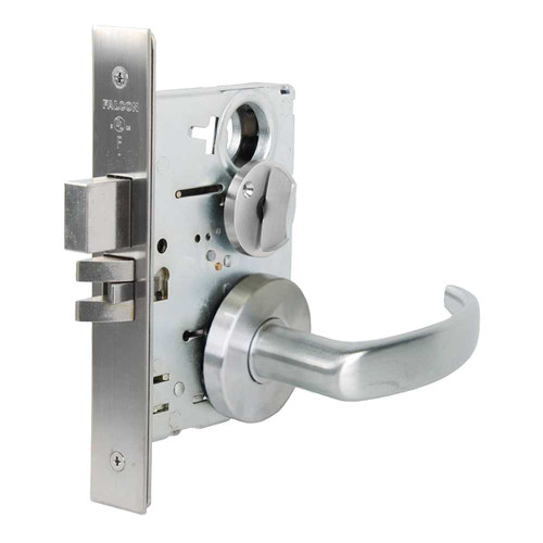Falcon MA301 QG 626 Grade 1 Privacy Mortise Lock Non-Keyed Quantum Lever Gala Rose Satin Chrome Finish Field Reversible MA301 QG 626