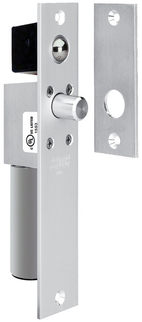 SDC 1291AHV Spacesaver Mortise Bolt Lock Fits 1-3/4 In Frames 12/24 VDC Failsecure Satin Aluminum Clear Anodized