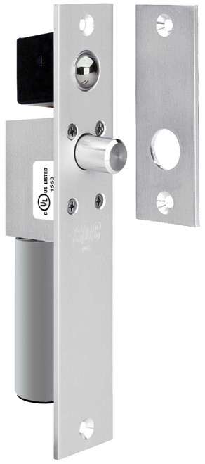 SDC 1291AHVB Spacesaver Mortise Bolt Lock Fits 1-3/4 In Frames 12/24 VDC Failsecure Bolt Position Sensor SPDT Satin Aluminum Clear Anodized 1291AHVB