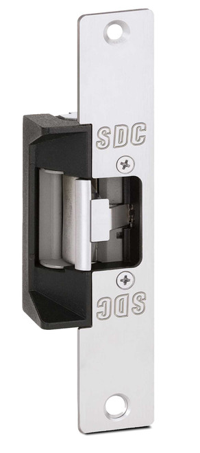 SDC 45-6RV Electric Strike 12/24VAC/DC Latch Bolt Monitor Standard 6875 by 1438 Radius Corner Faceplate Field Selectable Failsafe/Failseure Satin Aluminum Clear Anodized 45-6RV