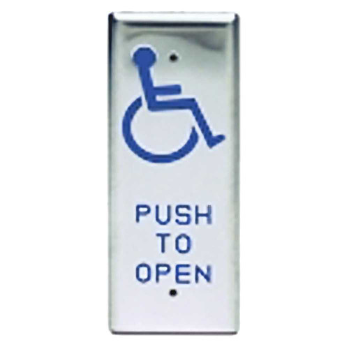 SDC 482A1U 1-11/16 Narrow Mullion Push Plate Switch Push to Open Blue Infill 482A1U