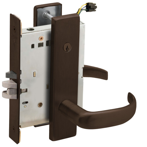 Schlage L9095ELC 17L 613 Grade 1 Electric Mortise Lock Both Sides Fail Safe with Dual Cylinder Override Concealed Cylinder S123 Keyway 17 Lever L Escutcheon Dark Oxidized Satin Bronze Oil Rubbed Finish Field Reversible