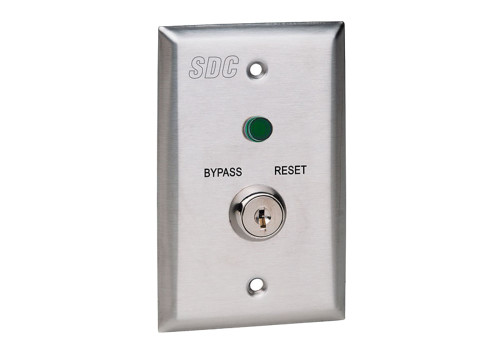 SDC 728RUL3 Key Switch 2 Keys Single Gang Reset/ Manual Power Up/ Sustained Bypass LED Status Indicator Satin Stainless Steel